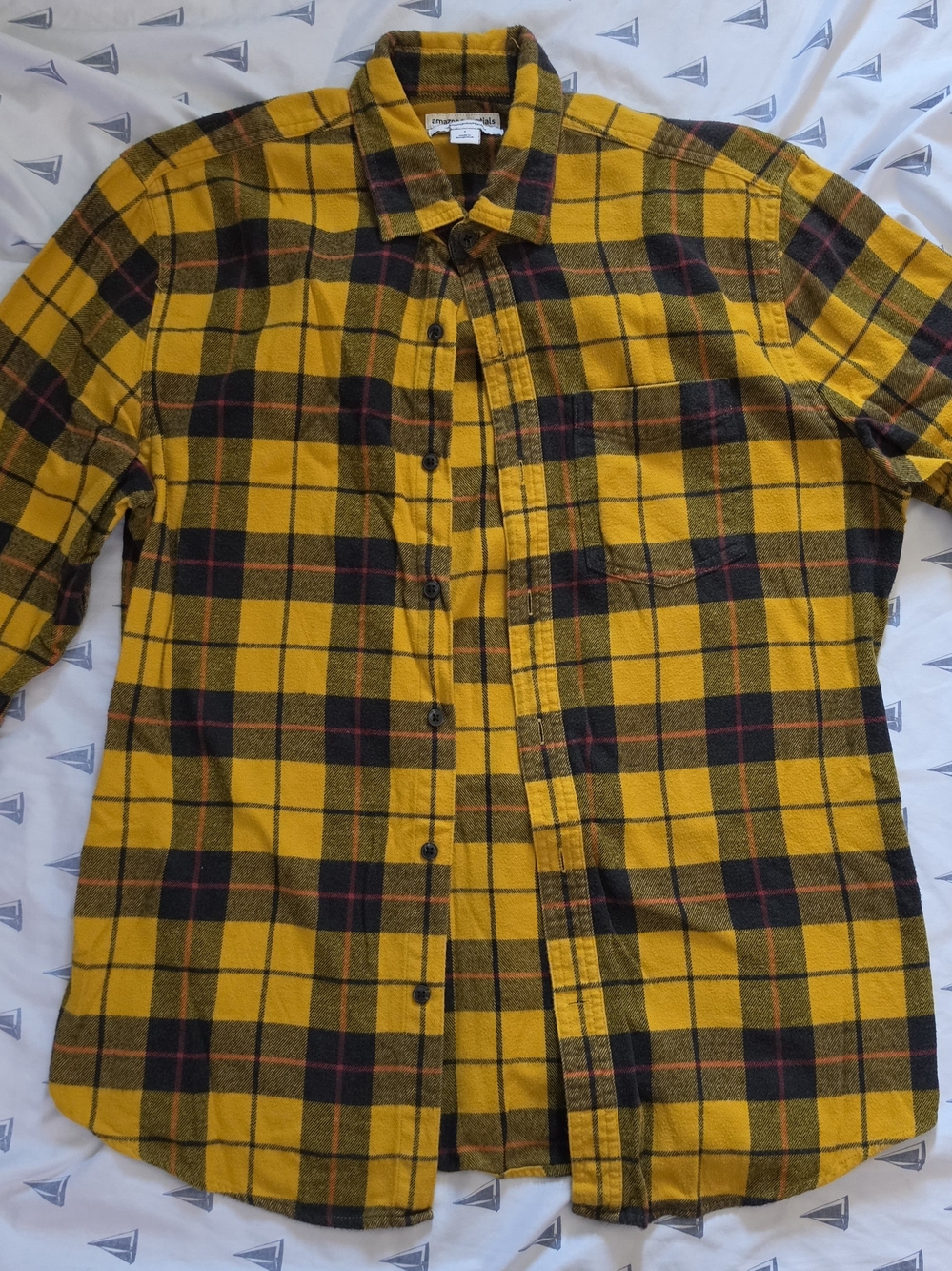 Amazon Essentials Yellow Plaid Button-Down Shirt